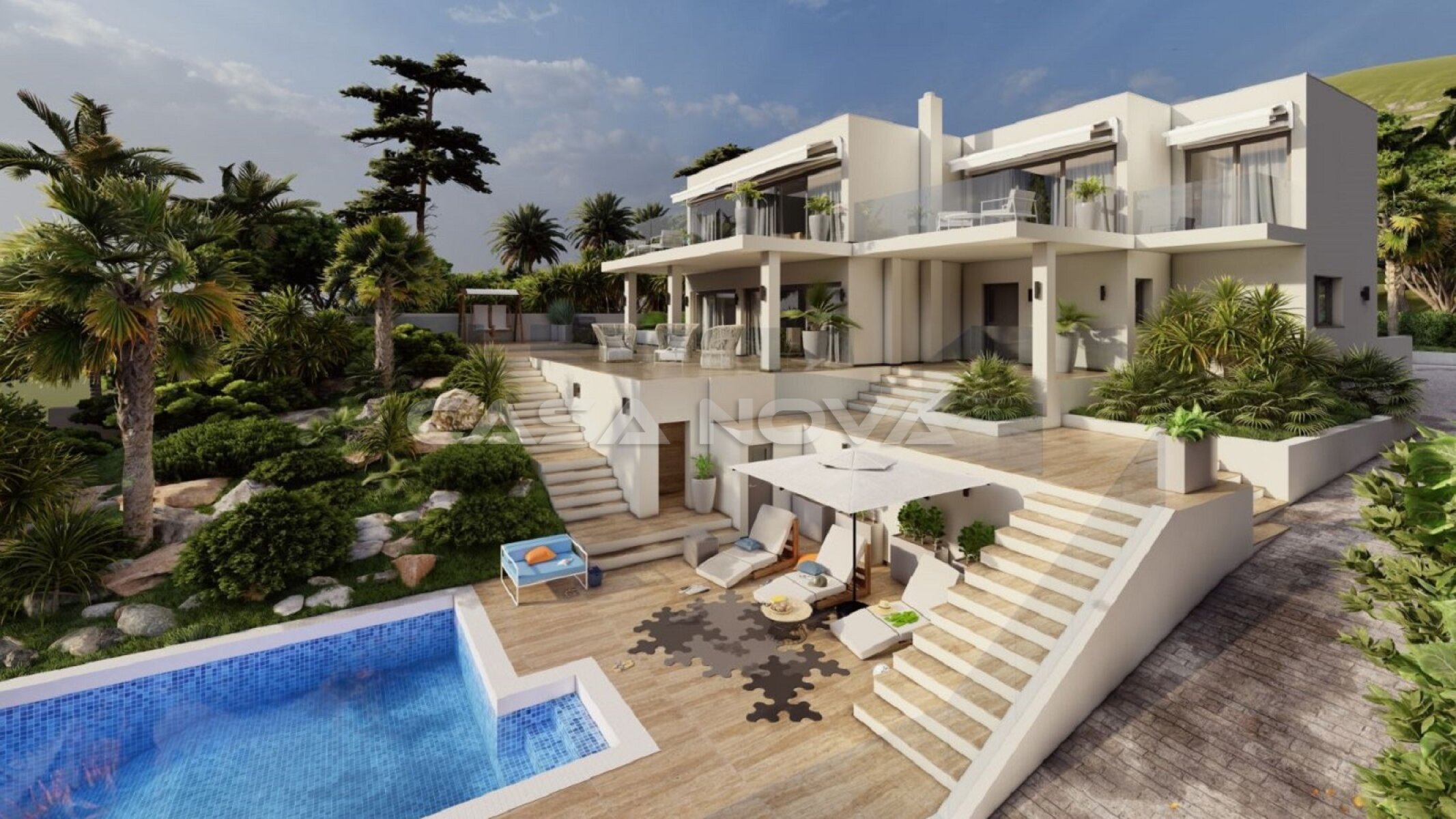 Proyecto de nueva construccin de una villa con vistas al mar